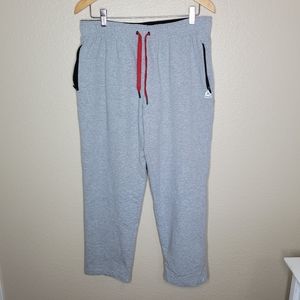 Mens Grey Jersey Adjustable Elastic Waist Sweat Pants Size Large